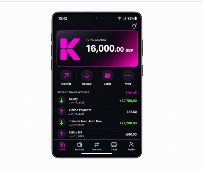 Application KROO BANK en livres sterling