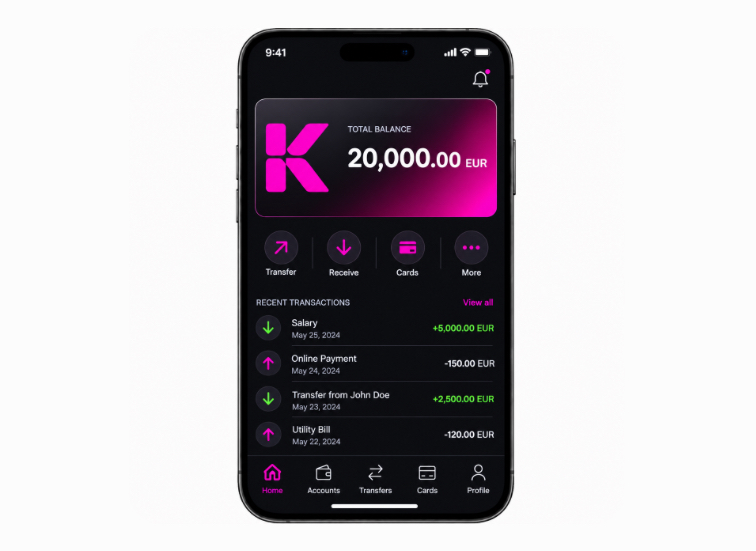 Application KROO BANK en euros